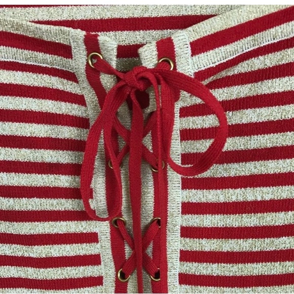 Boston Proper Red & Gold Glitter Blouse - Picture 3 of 4